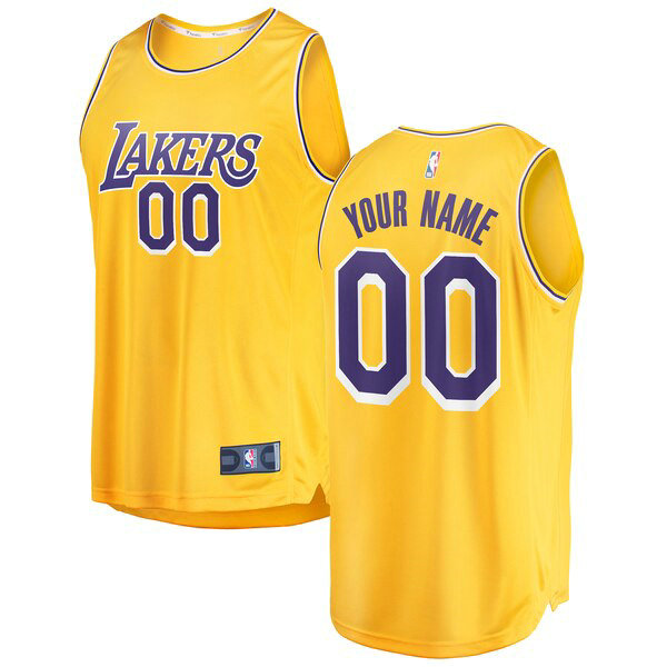 Maillot nba Los Angeles Lakers 2018-2019 Icon Edition Homme Custom 0 Jaune